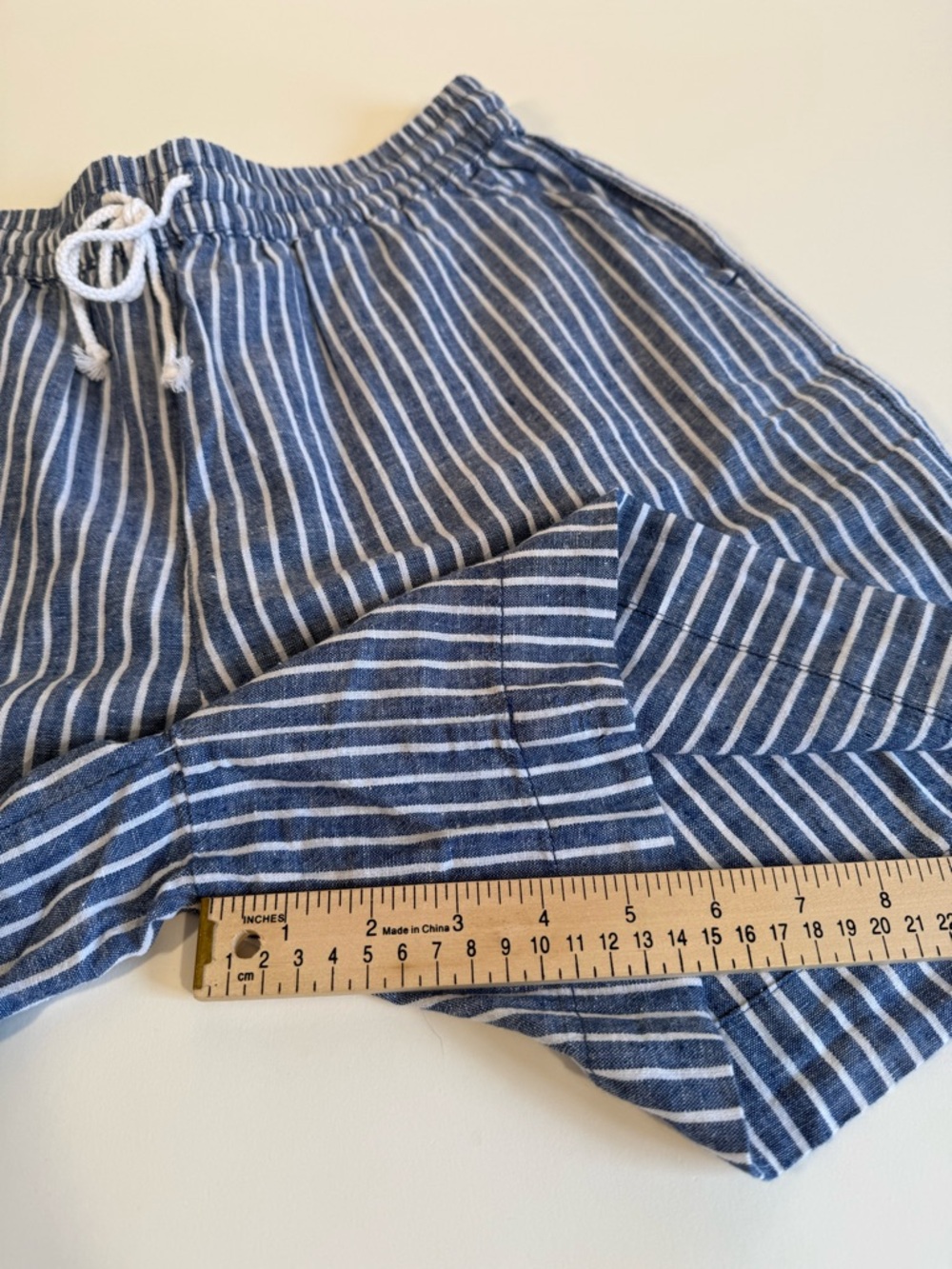 BeachLunchLounge Blue White Striped Linen Blend Shorts Coastal Americana - Picture 7 of 8